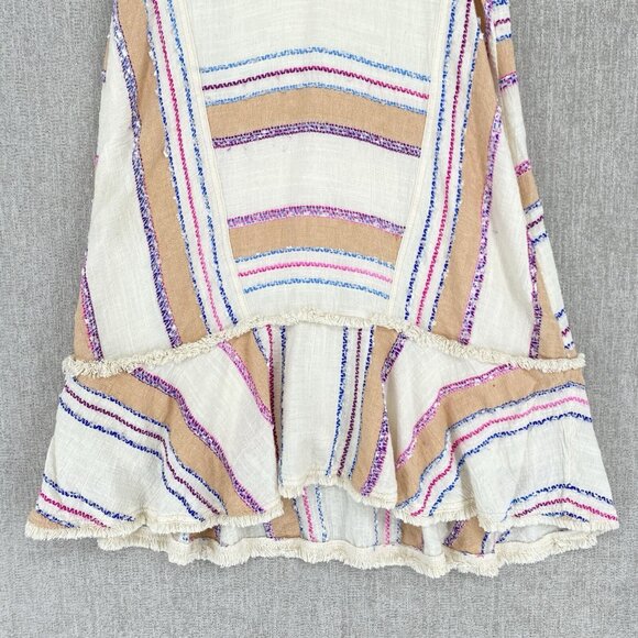 Holding Horses Anthropologie Dress Mini V-Neck Fringe‎ Boho Stripe Shift - Picture 7 of 13